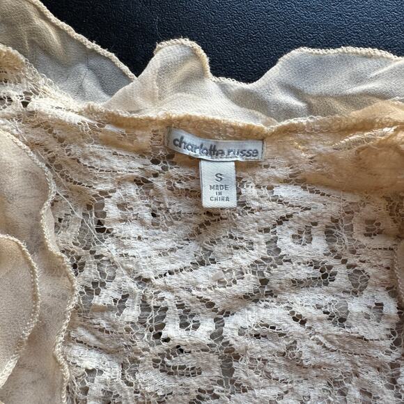 Charlotte Russe Rosette Lace Shrug Bolero – Beige Cream Floral Appliqué – Size S - Picture 7 of 8